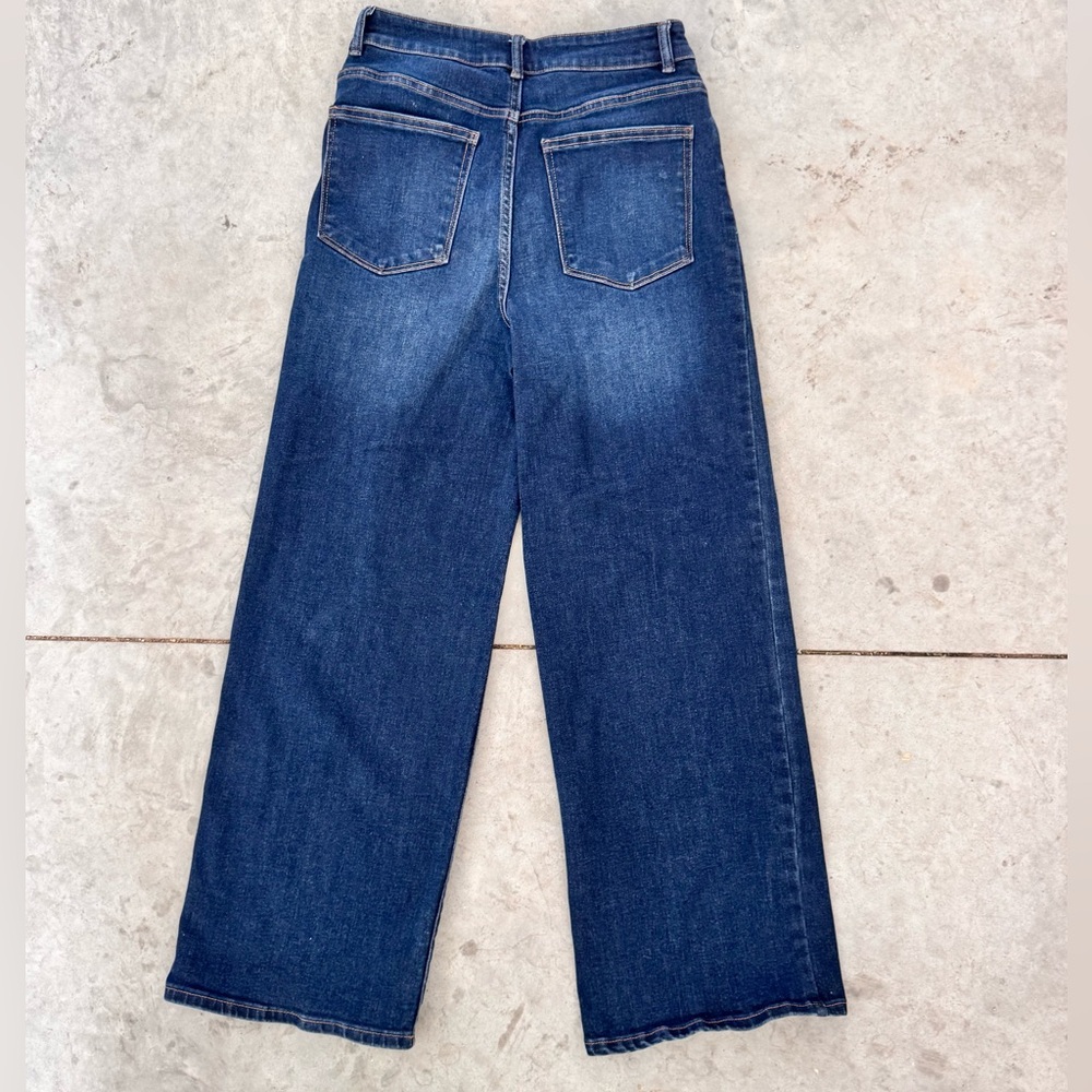 Well Worn Wide Leg High-Rise Jeans in Dark Blue Wash Size 8 - Picture 4 of 7
